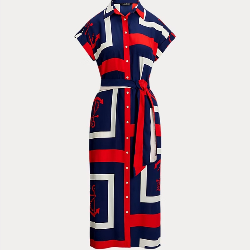 Lauren Ralph Lauren
Women's Anchor-Print Belted Crepe